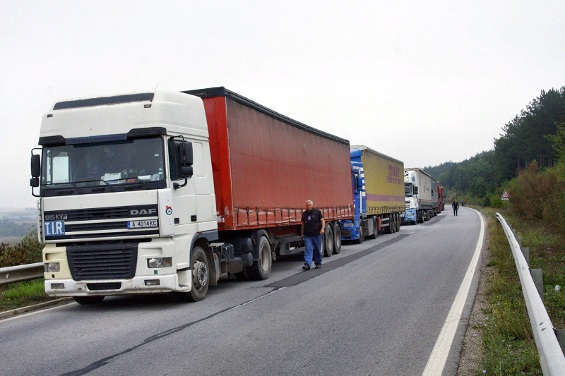 грузовики на границе Литвы и Беларуси